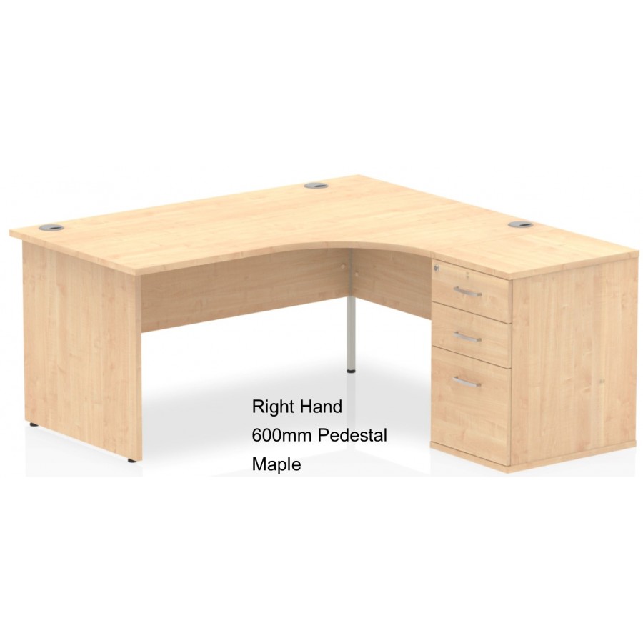 Rayleigh Panel End Desk with 600 Deep Pedestal